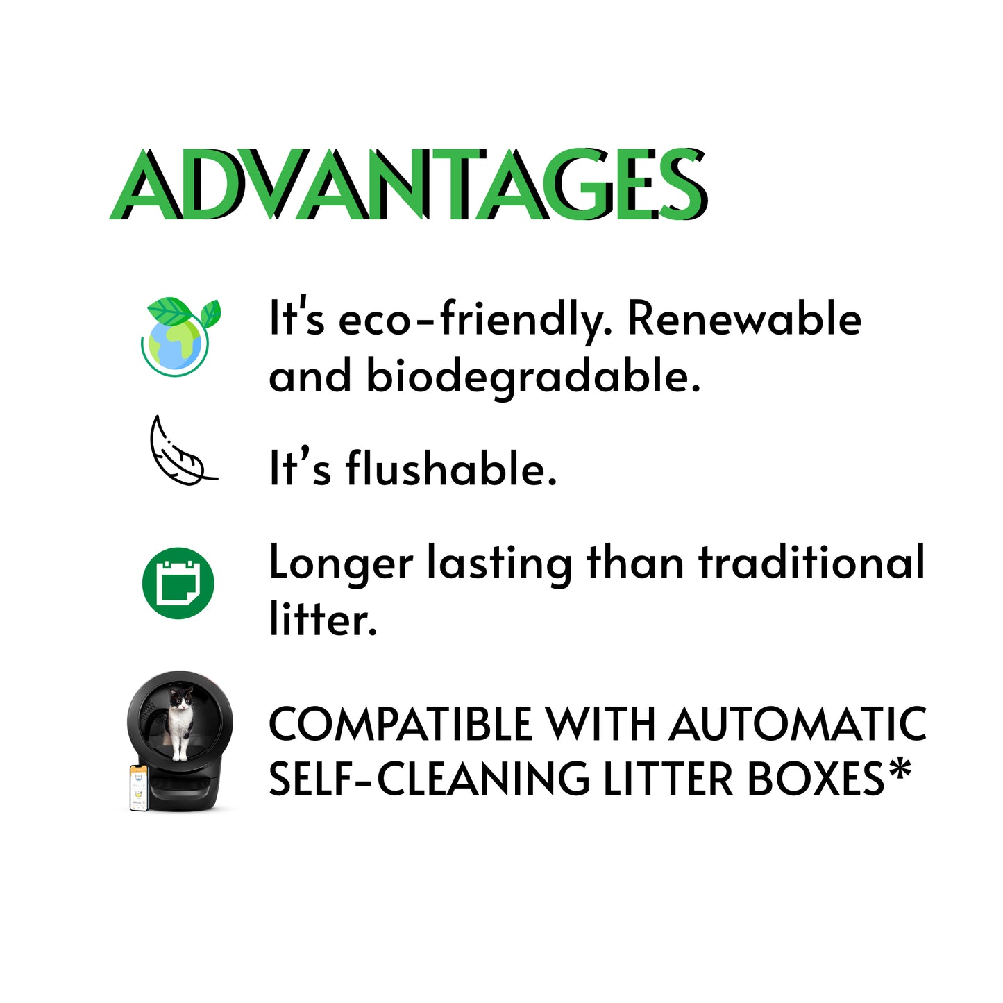 Granular Tofu Cat Litter for Automatic Self-Cleaning Litter Boxes, Clumping, 99% Dust Free, Lightweight and Flushable